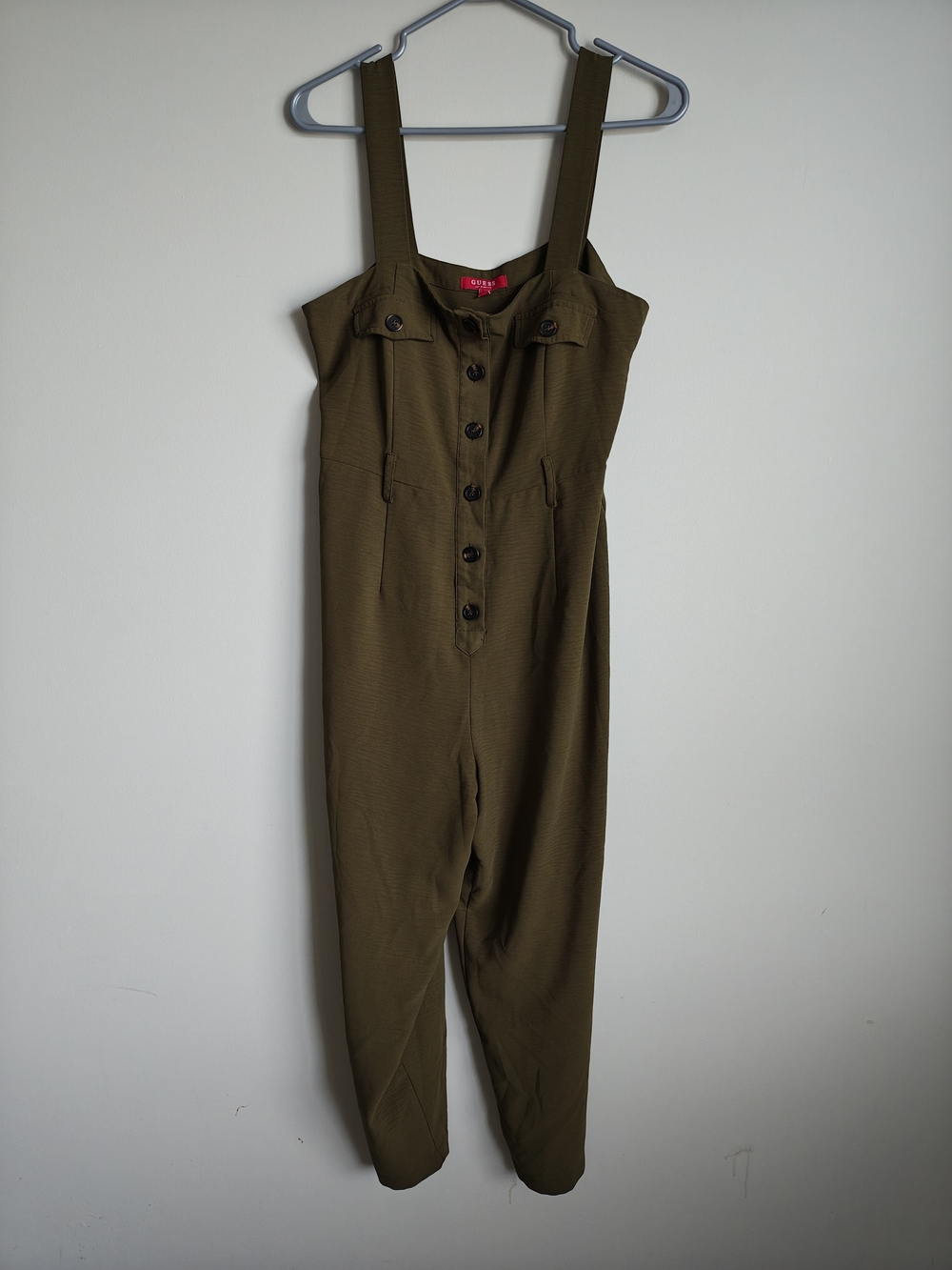 GUESS Olive Utility Button-Front Jumpsuit - Picture 2 of 12